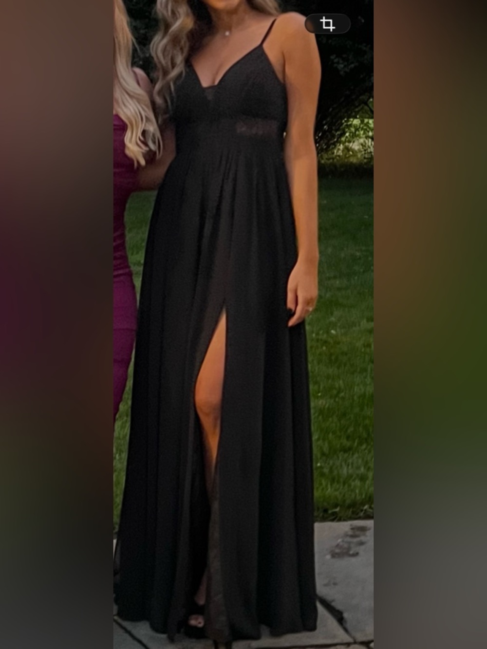 Elegant Black Maxi Dress with Front Thigh Slit